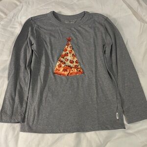 Crewcuts Gray Long Sleeve Tee with Pizza Tree Design